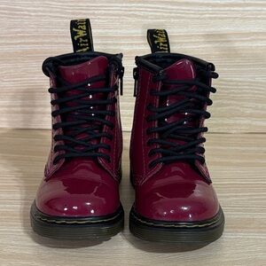 Dr. Martens 1460T Burgundy Patent Leather Combat Boots Toddler US 7 EU 23